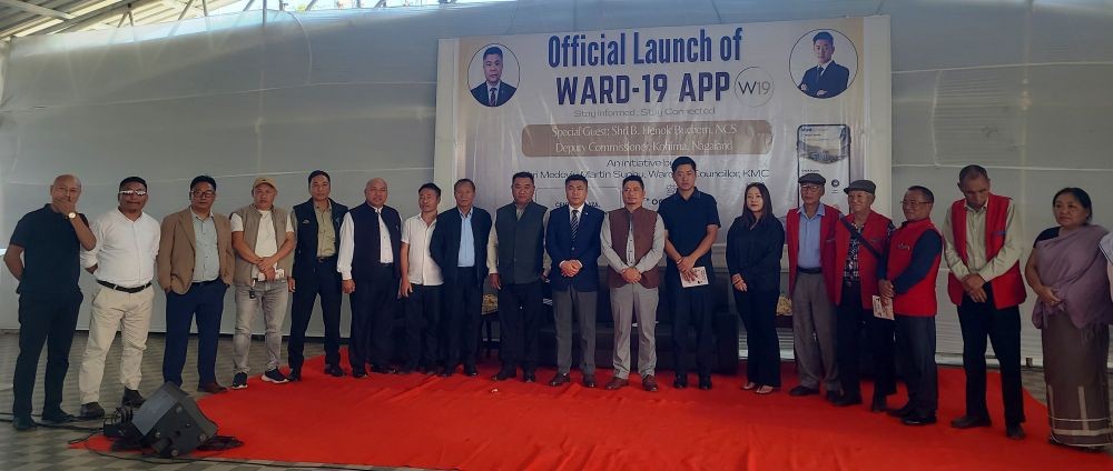 Henok Buchem, Medoviu Martin Suohu and others during the launch of Ward 19 App in Kohima on October 15. (Morung Photo)